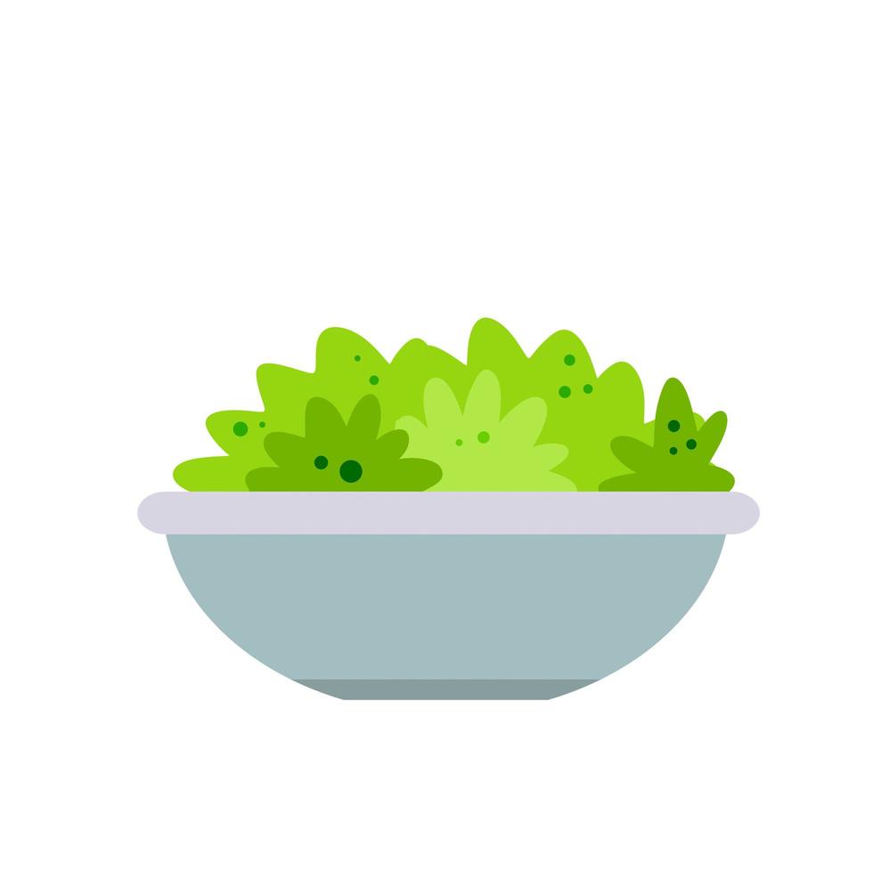 ensalada de verduras con hojas verdes en plato. nutrición adecuada y vegetarianismo vector