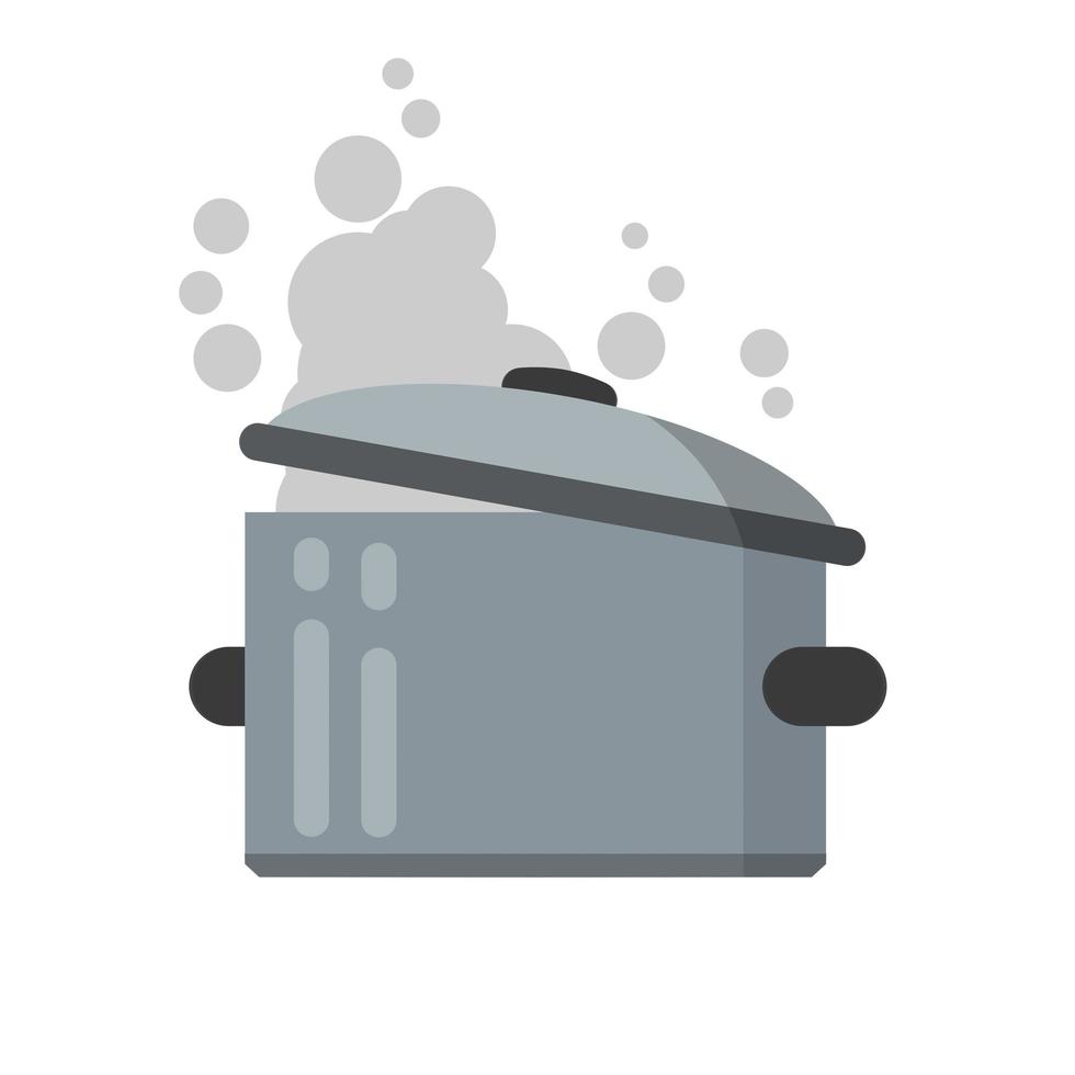 Pan. Grey steel cookware. vector
