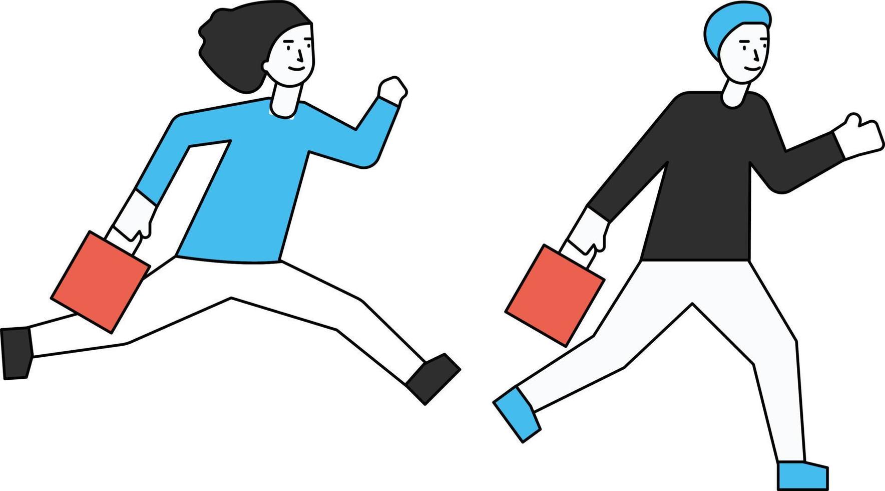 Boy and Girl are running for shopping. vector