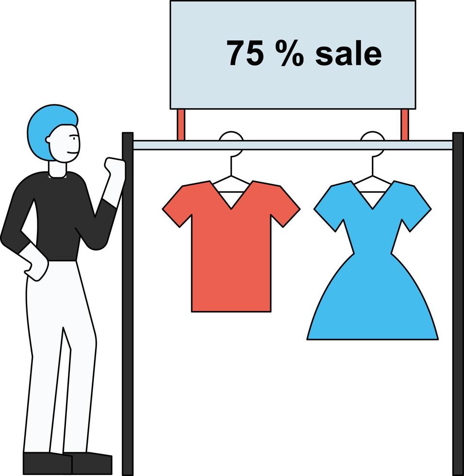 Clothes are at a discount. vector