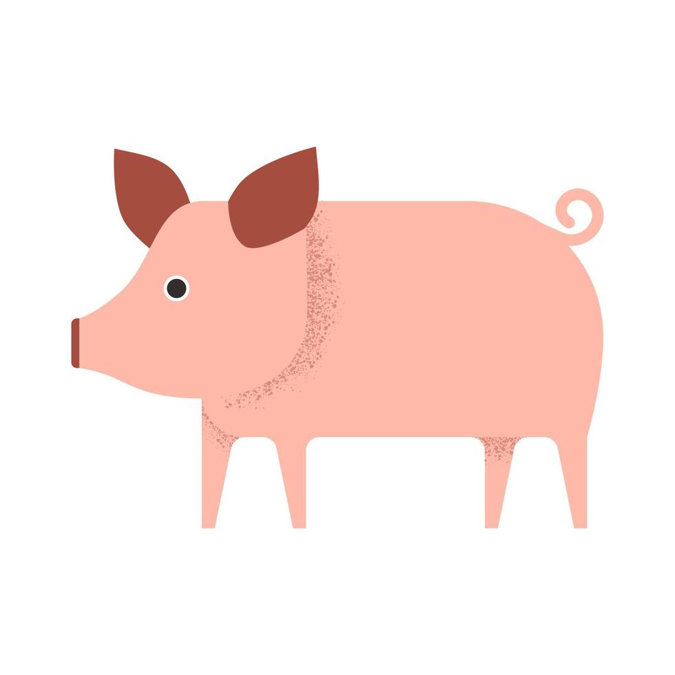 Pink pig geometric style. Vector farm animal geometric style on white background cute drawing