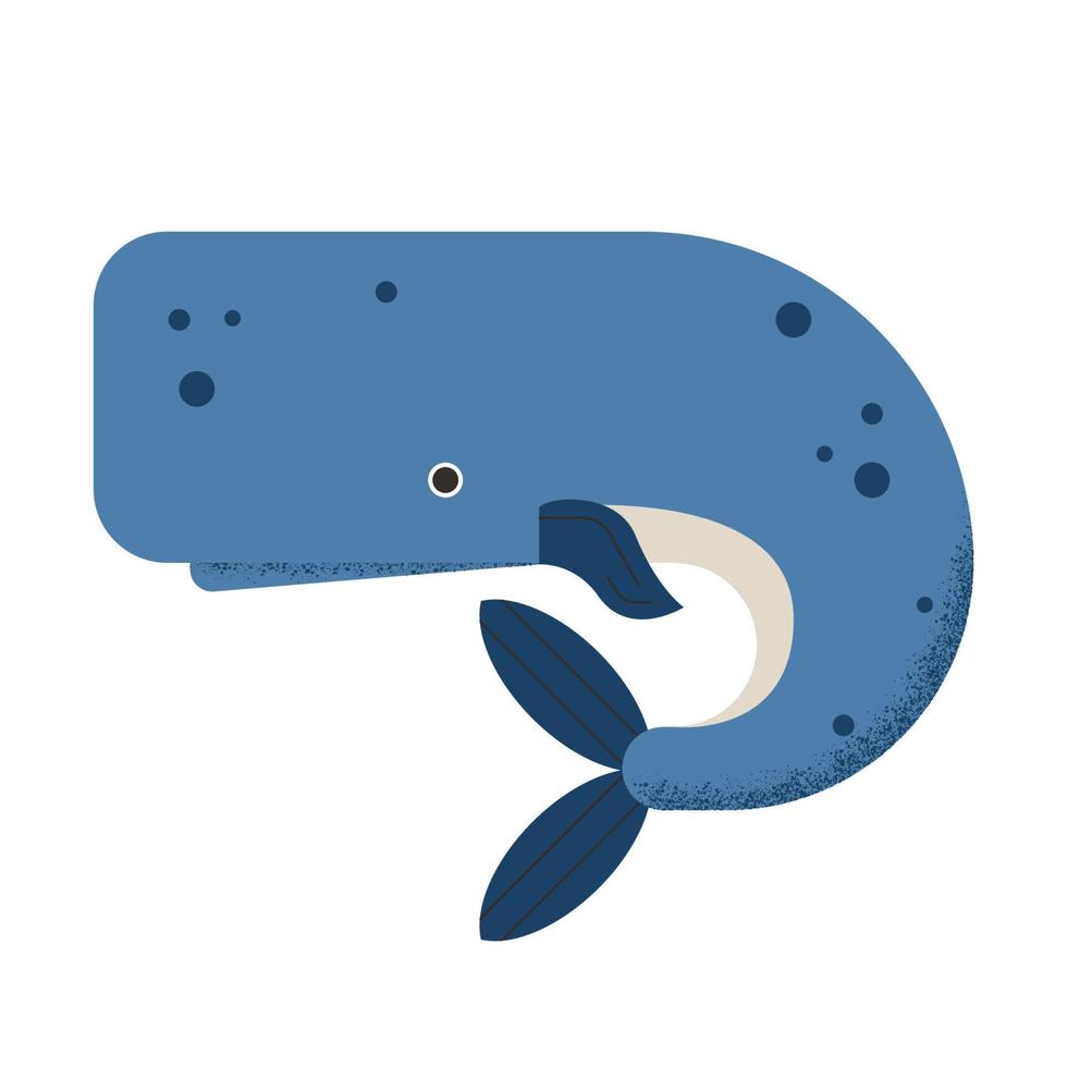 Blue geometric sperm whale with blue fins. Large marine animal of an abstract appearance on a white background. vector