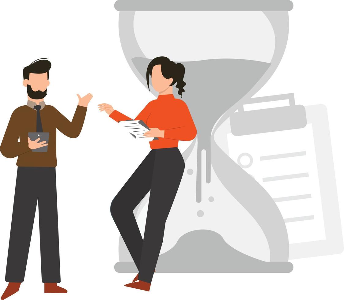 Boy and girl are talking about business. vector