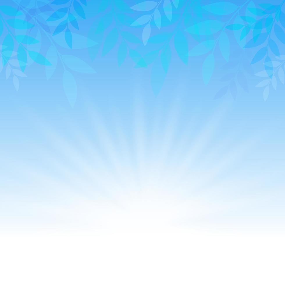 Abstract leaves on blue gradient background vector