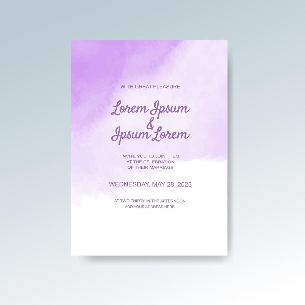 Wedding invitation with abstract watercolor background vector