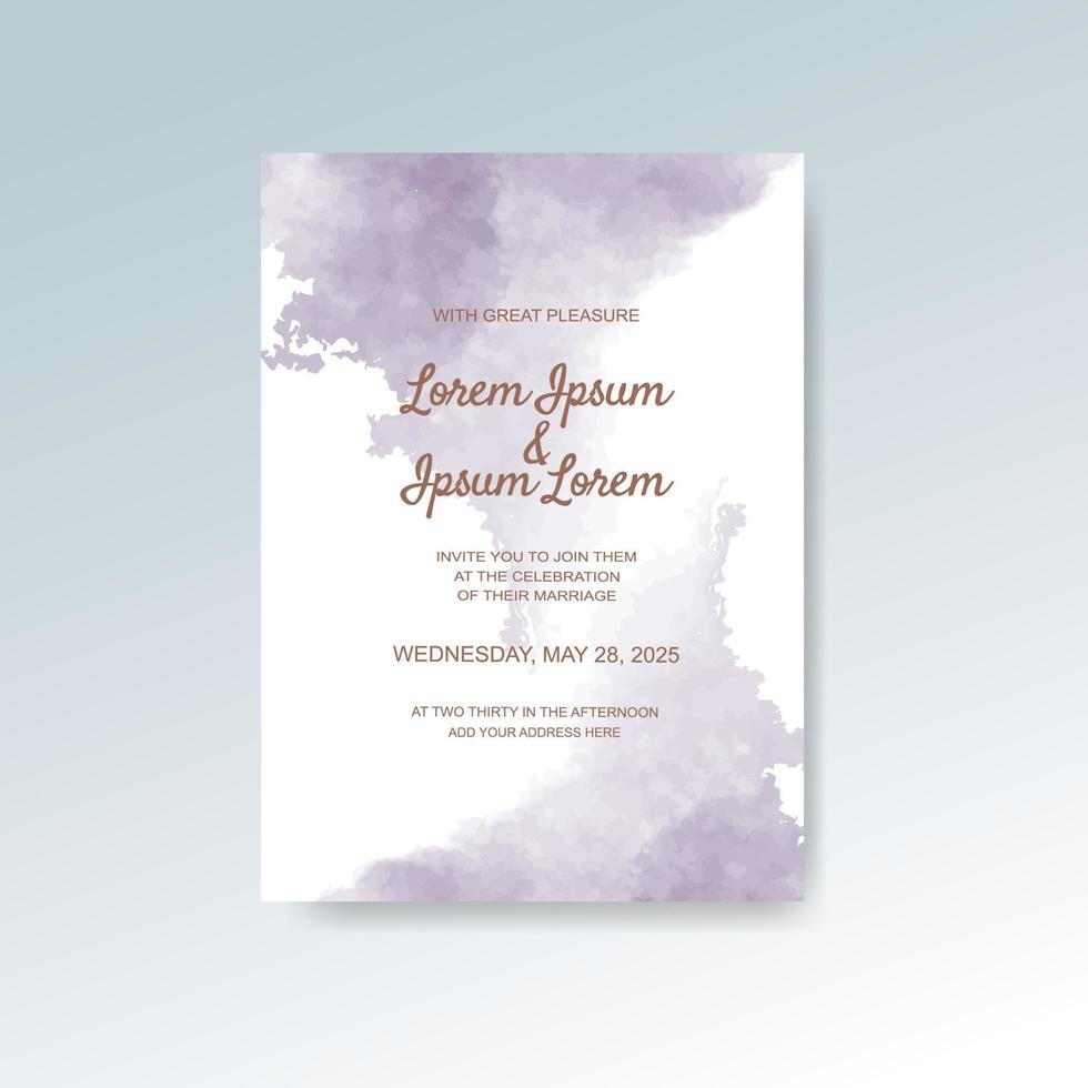 Wedding invitation with abstract watercolor background vector