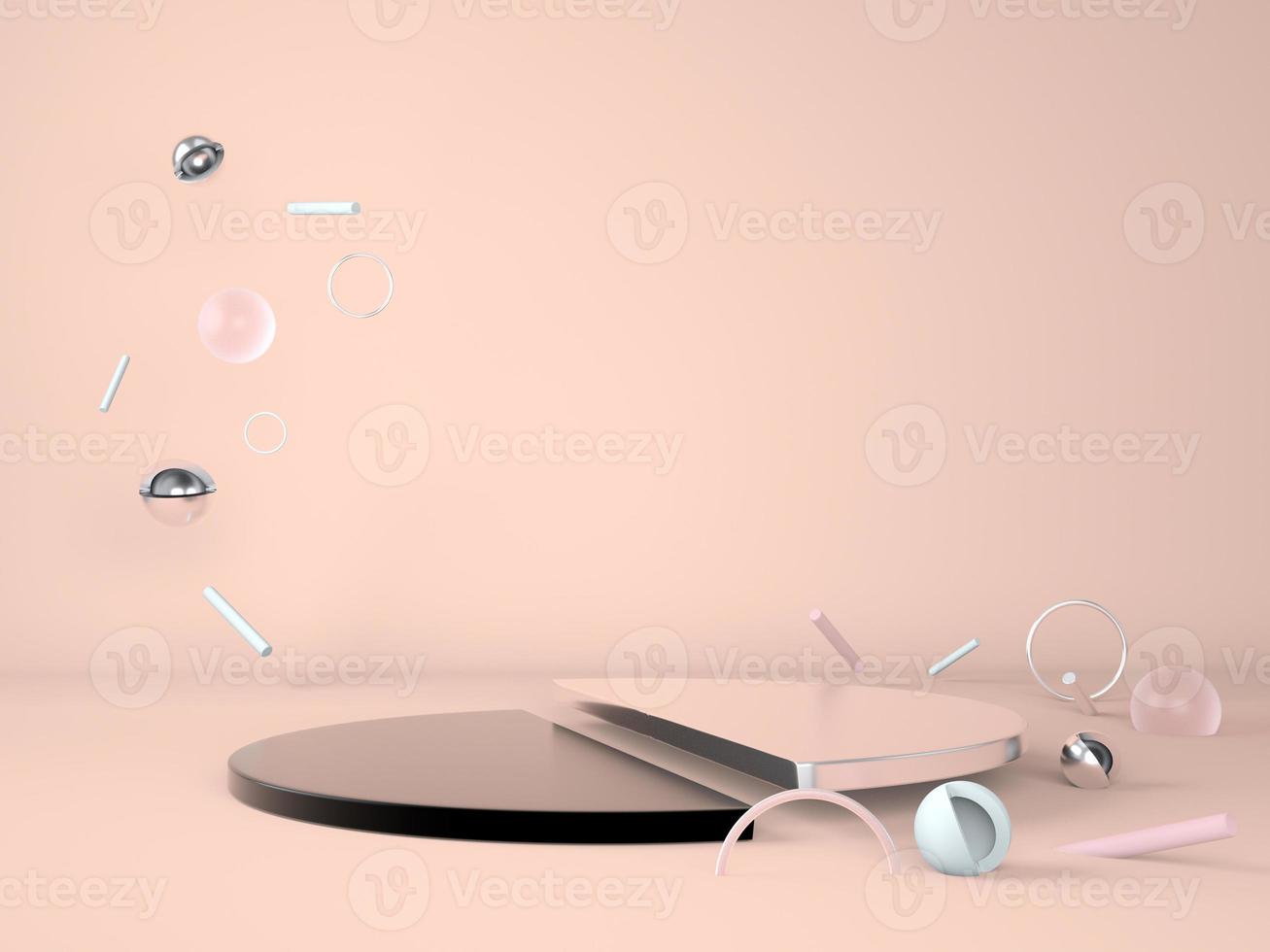 Product podium on pastel background 3d. Abstract minimal geometry concept. Studio stand platform theme. Exhibition and business marketing presentation stage. photo