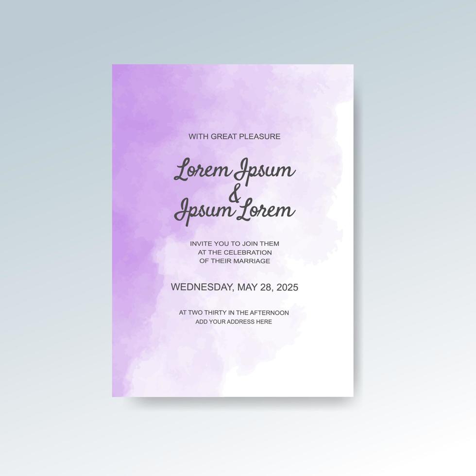 Wedding invitation with abstract watercolor background vector