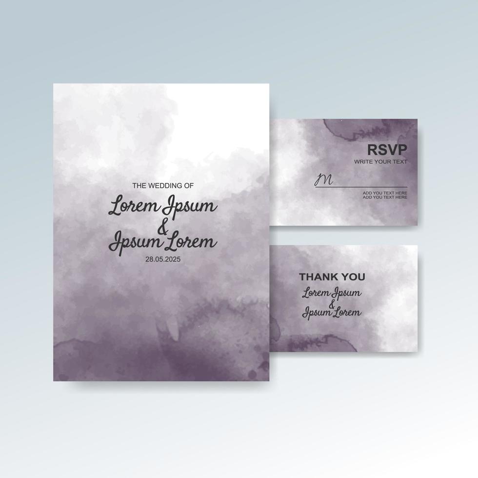 Wedding invitation with abstract watercolor background vector