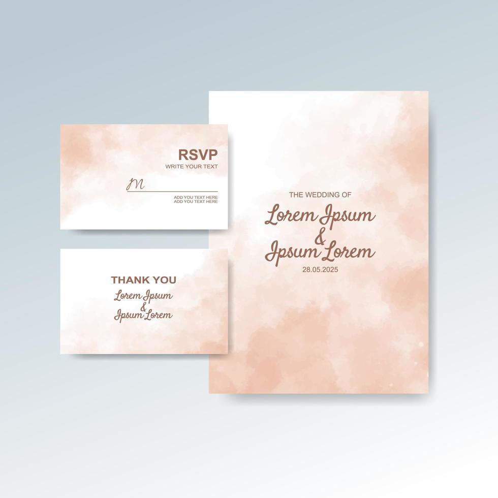 Wedding invitation with abstract watercolor background vector