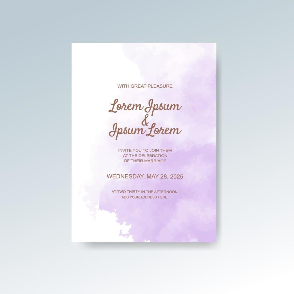 Wedding invitation with abstract watercolor background vector