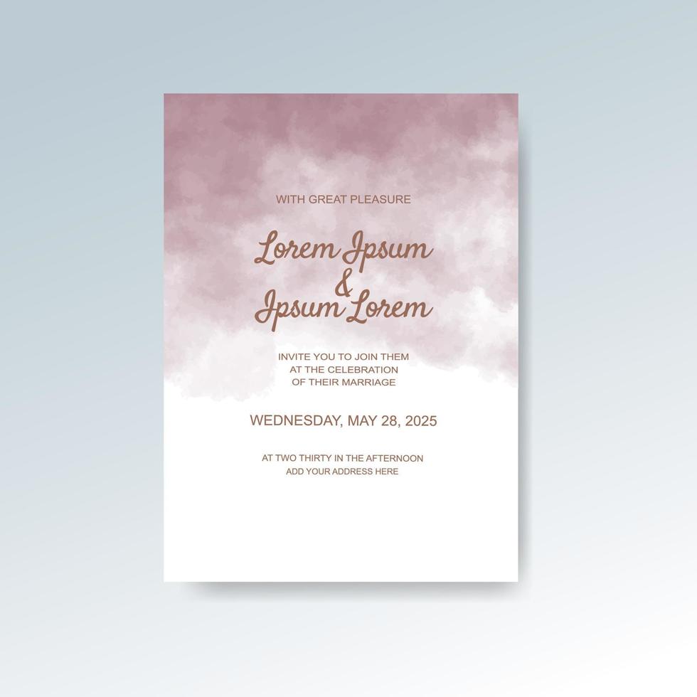 Wedding invitation with abstract watercolor background vector