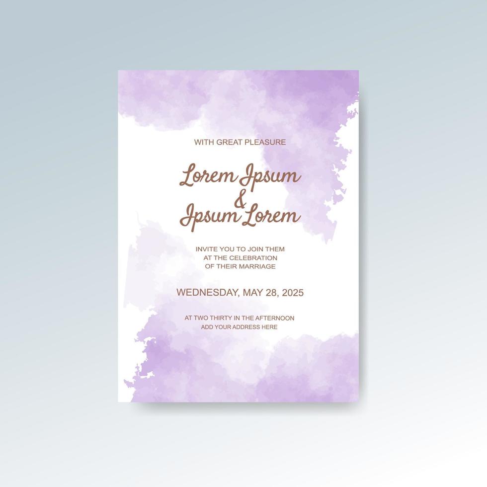 Wedding invitation with abstract watercolor background vector