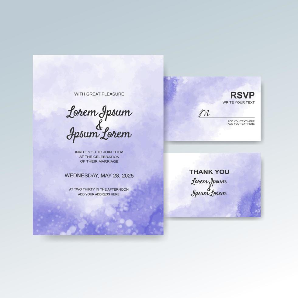 Wedding invitation with abstract watercolor background vector