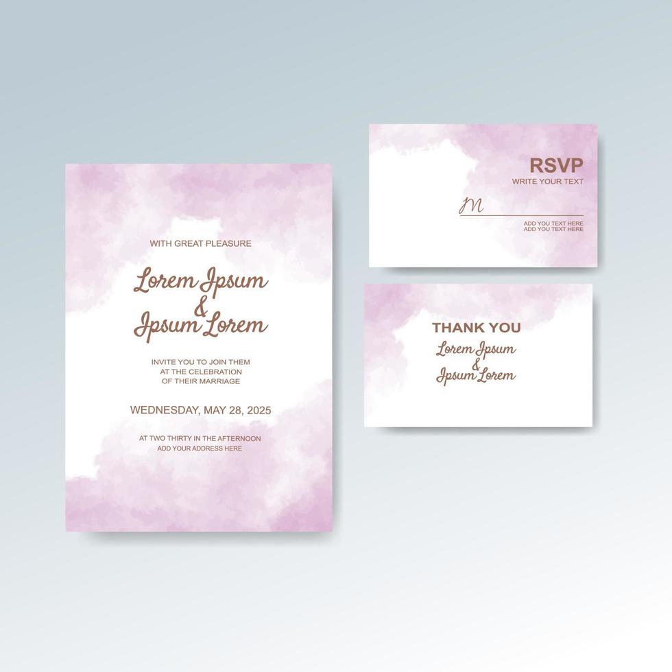 Wedding invitation with abstract watercolor background vector