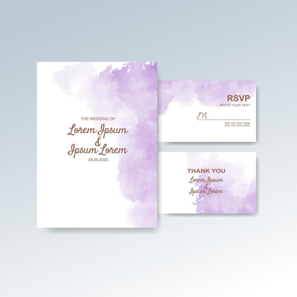 Wedding invitation with abstract watercolor background vector