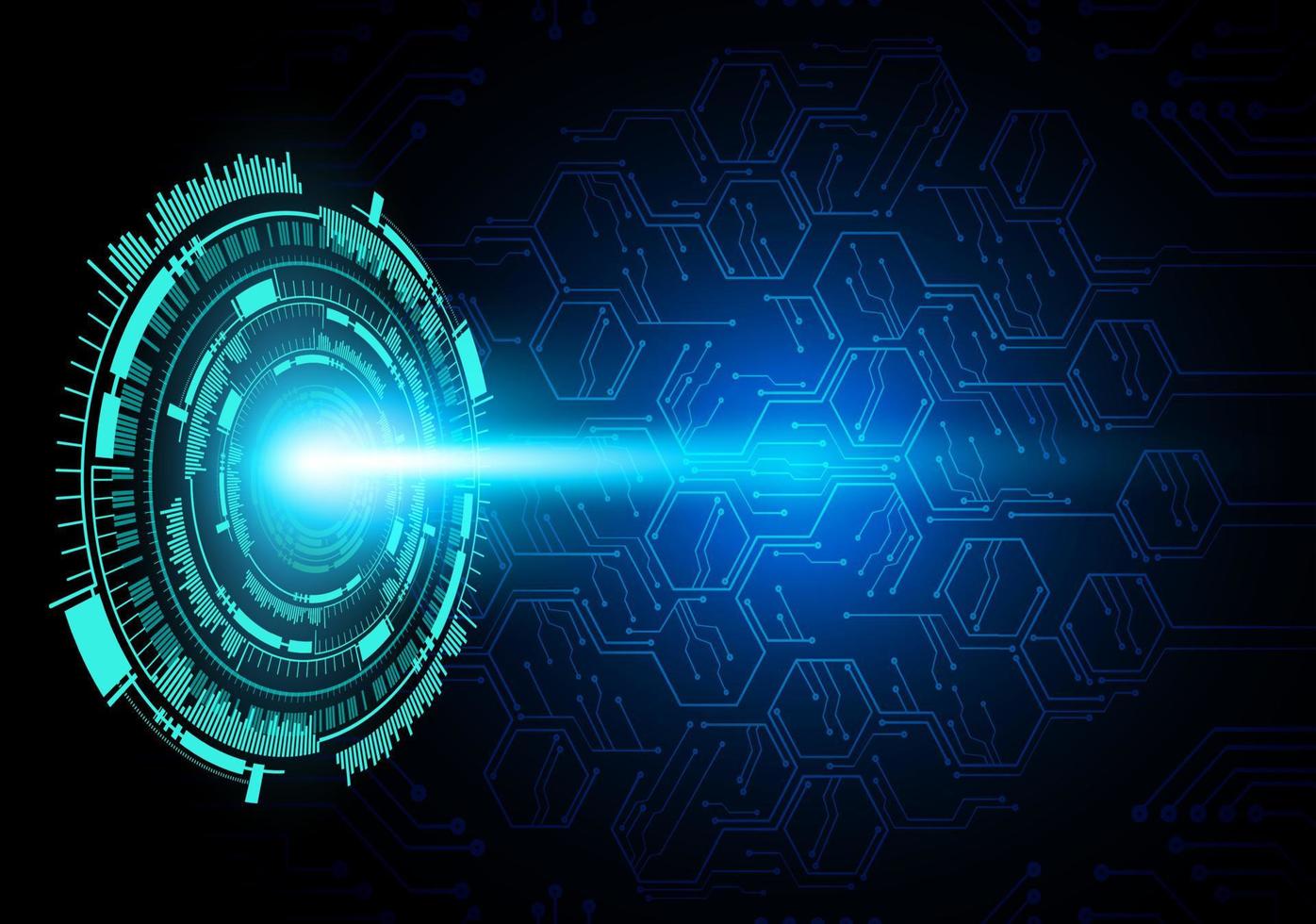 Blue eye cyber circuit future technology concept background vector