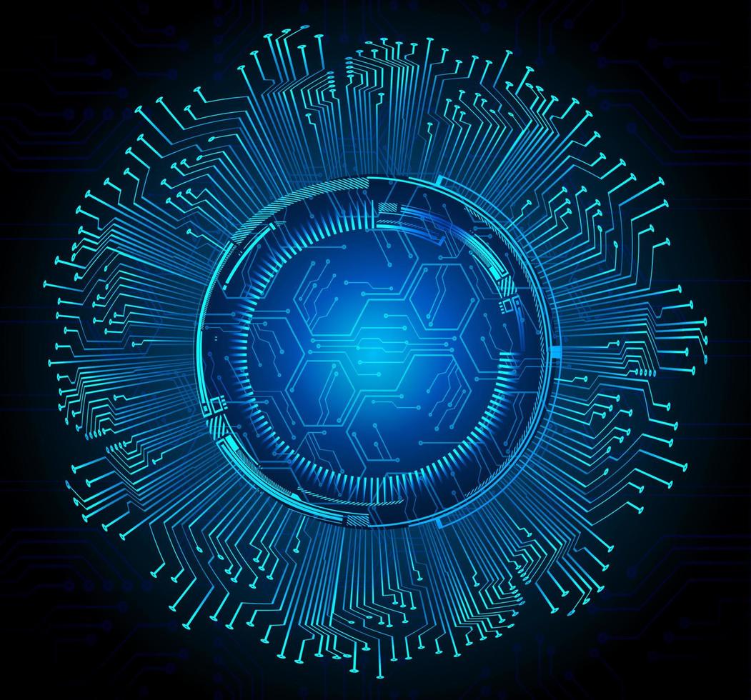 Blue eye cyber circuit future technology concept background vector