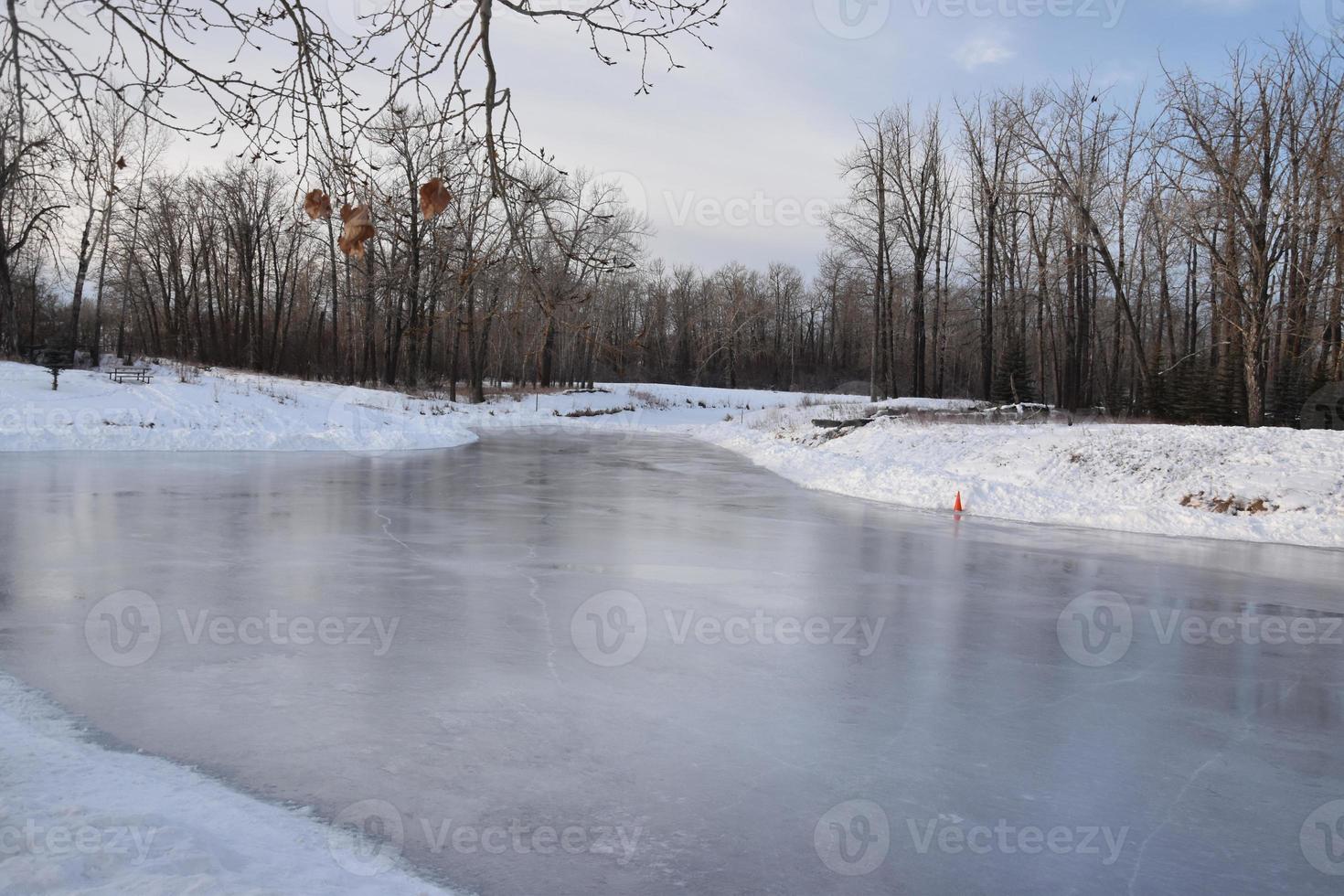 Outdoor Skating Rink on Pond photo