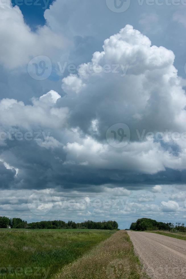 Range Road and Farm land in Saskatchewan, Canada. photo