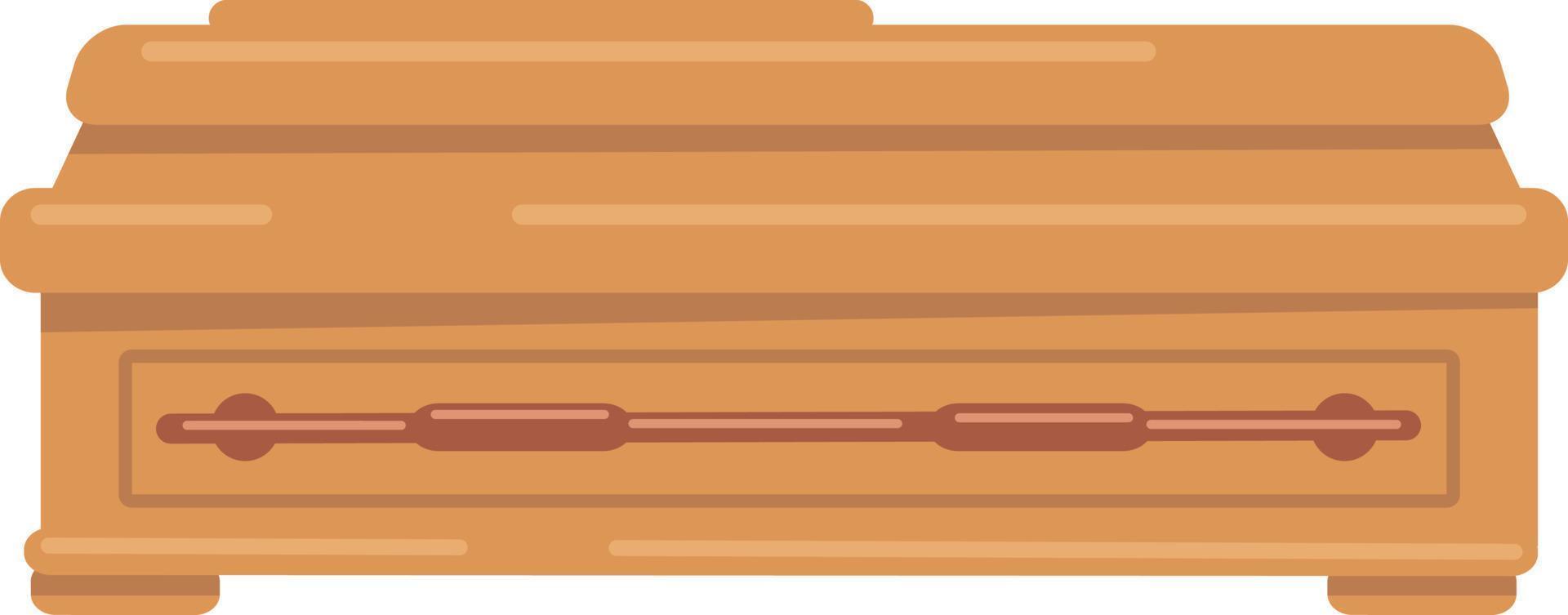 Wooden coffin semi flat color vector object