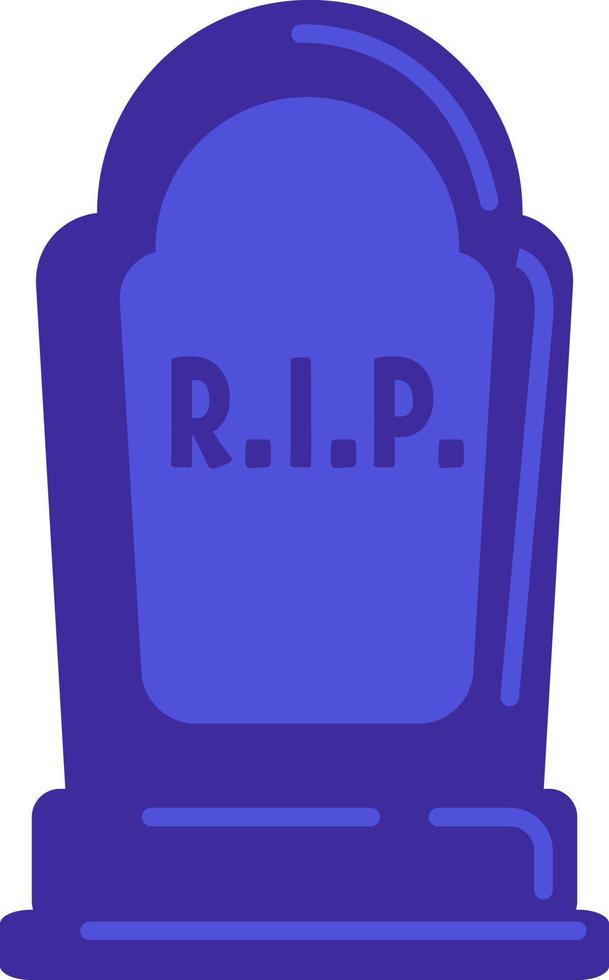 Dark blue tombstone rip sign semi flat color vector object