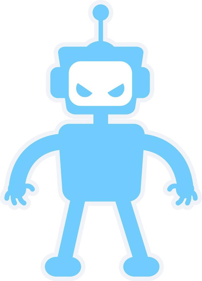Evil robot semi flat color vector character