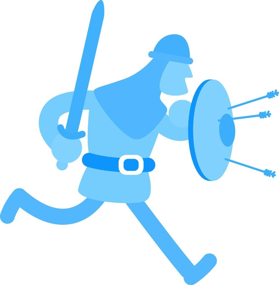 Medieval knight in battle semi flat color vector character