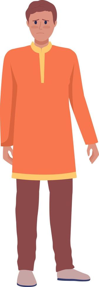 Male war victim waiting for evacuation semi flat color vector character