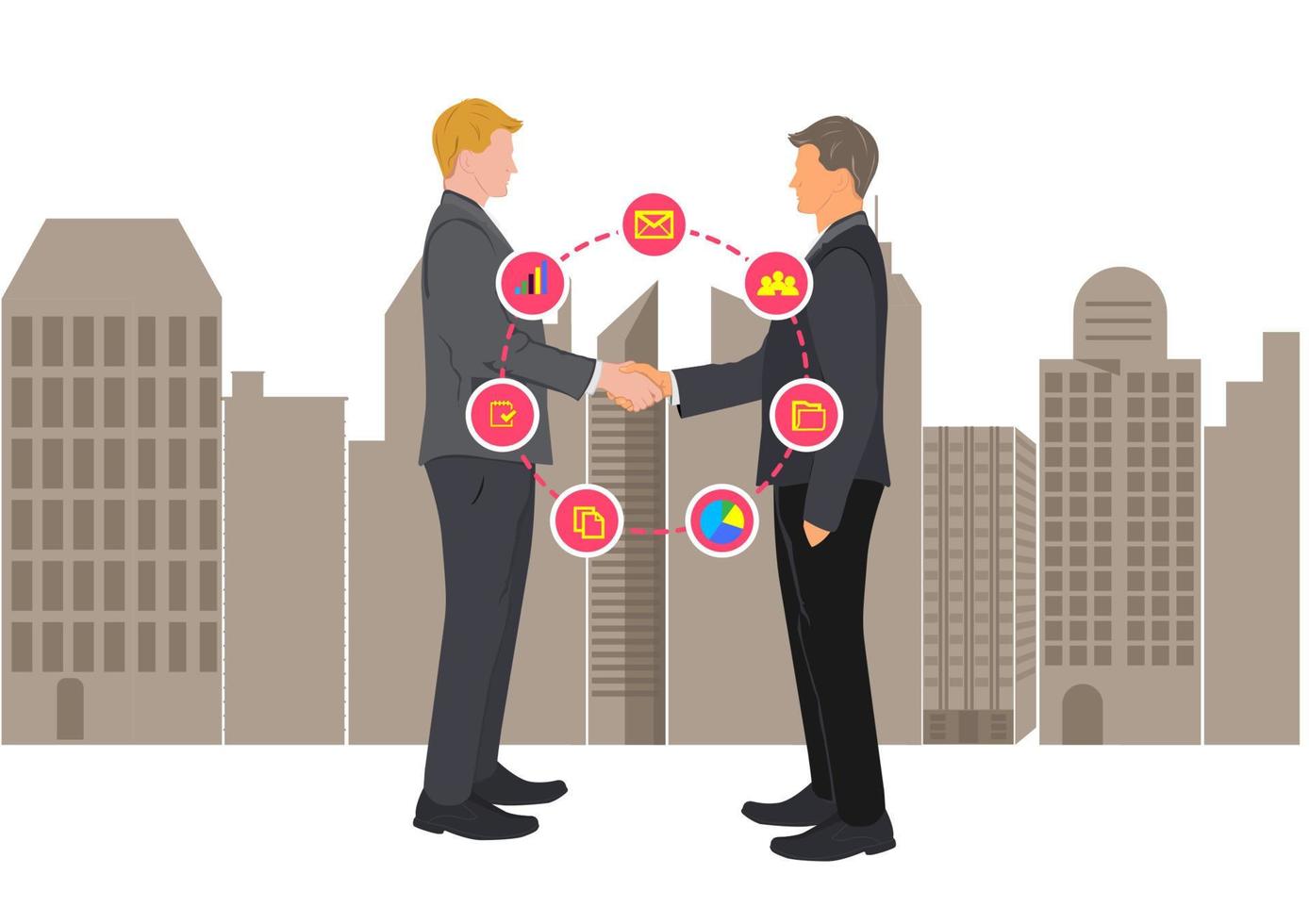 Drawing Graphics two business people shaking hands concept connection successful negotiation for business vector illustration