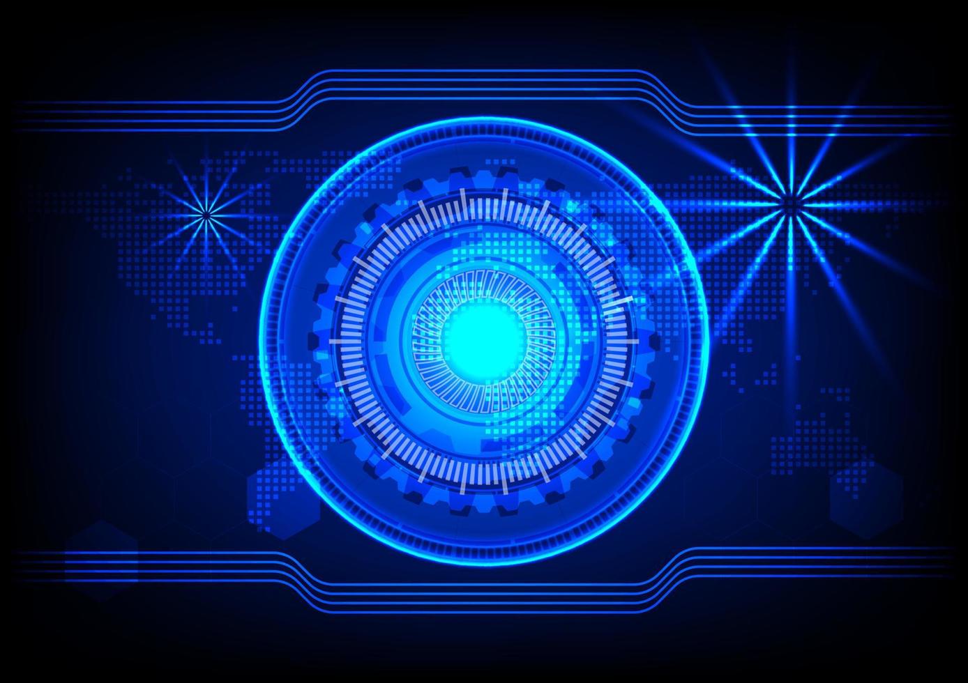 diseño de gráficos tecnología de alta tecnología estilo circular brillo color azul tono tecnología de red ilustración vectorial futurista vector