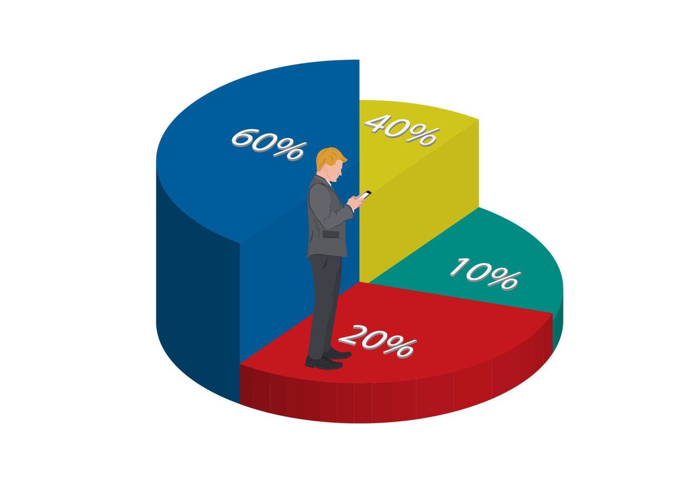 business man with infographics chart pie 3d for business presentation vector illustration