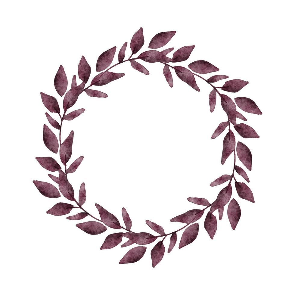 Leaf foliage floral wreath watercolor paint vector