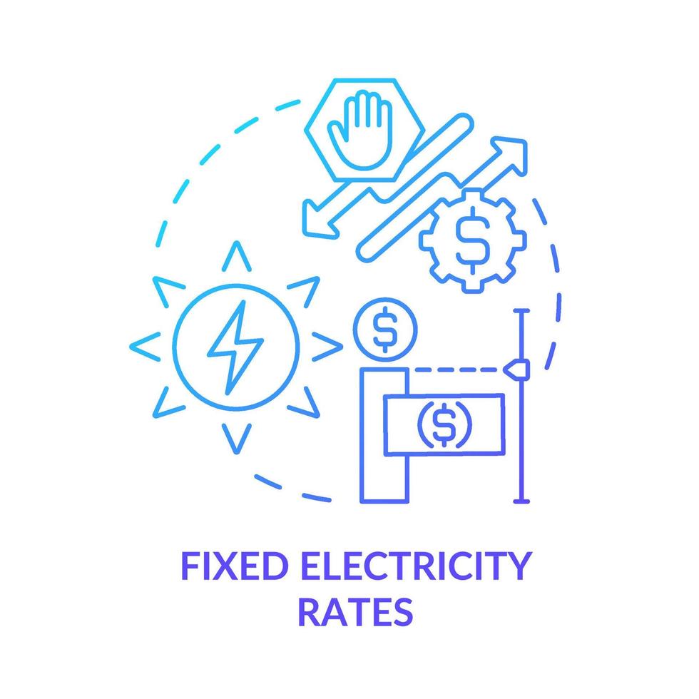 icono de concepto de gradiente azul de tarifas eléctricas fijas. precio mensual de la energía eléctrica. pros de ppa idea abstracta ilustración de línea delgada. dibujo de contorno aislado. innumerables fuentes pro-negrita utilizadas vector