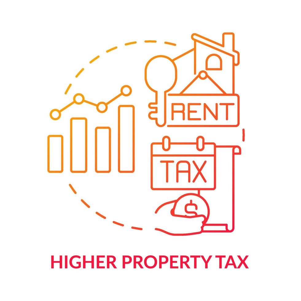 Higher property tax red gradient concept icon. Rent payment costs. PPA contract disadvantage abstract idea thin line illustration. Isolated outline drawing. Myriad Pro-Bold fonts used vector