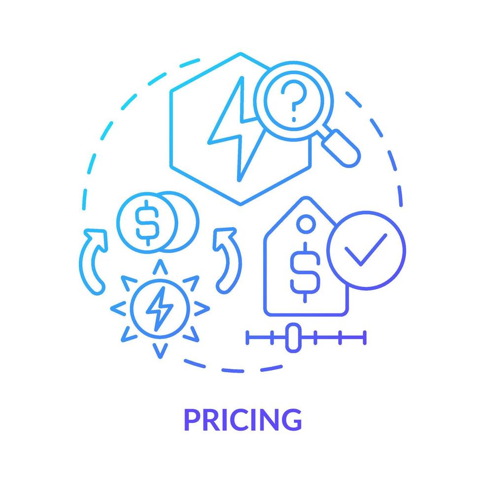 icono de concepto de gradiente azul de precios. regulación de costes y consumo de energía. ventas de servicio ppa idea abstracta ilustración de línea delgada. dibujo de contorno aislado. innumerables fuentes pro-negrita utilizadas vector