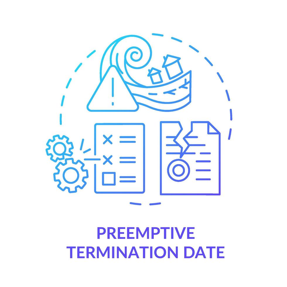 icono de concepto de gradiente azul de fecha de terminación preventiva. motivo de finalización del contrato. línea de tiempo de contrato de ppa idea abstracta ilustración de línea delgada. dibujo de contorno aislado. innumerables fuentes pro-negrita utilizadas vector