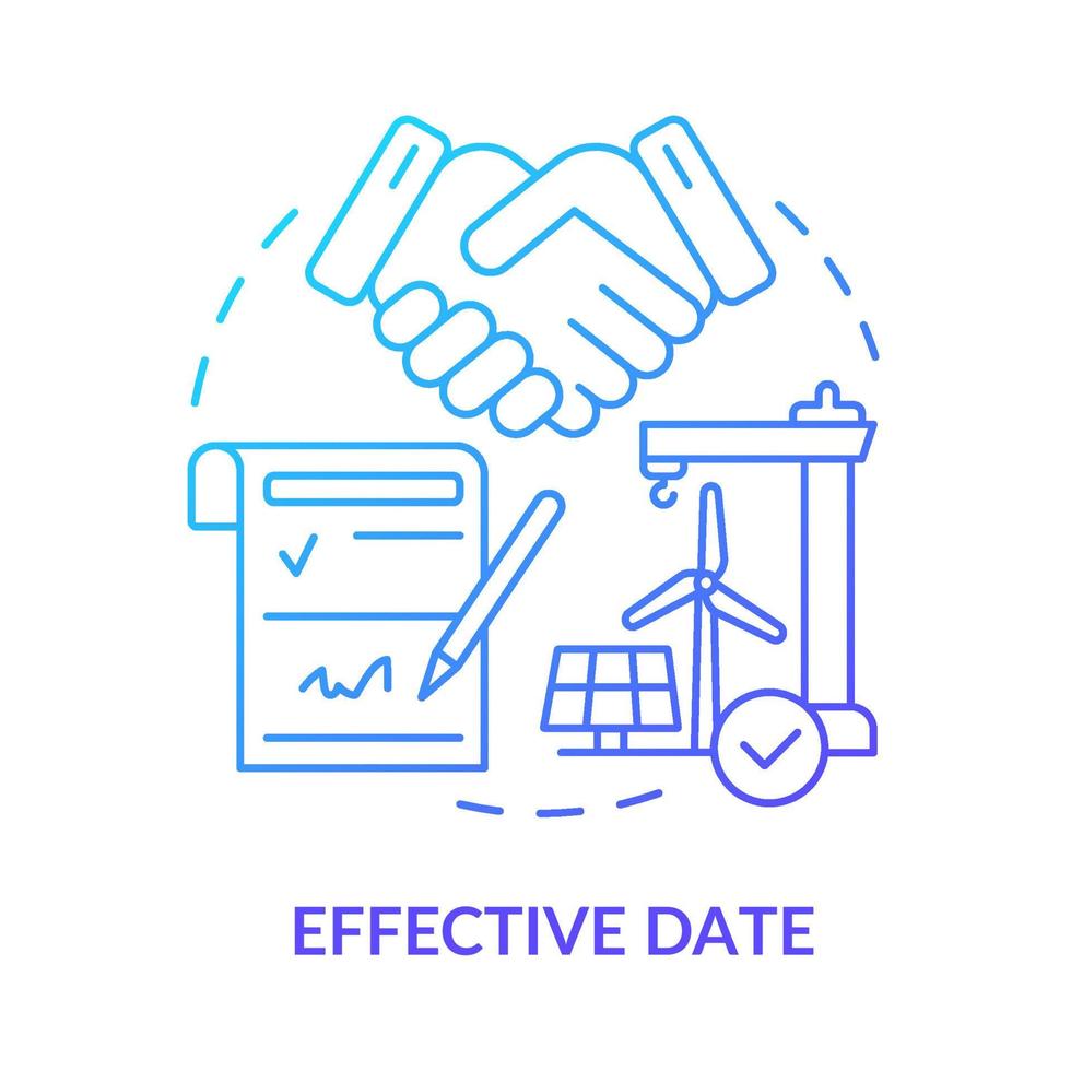 Effective date blue gradient concept icon. Agreement signification. Contract timeline of PPA abstract idea thin line illustration. Isolated outline drawing. Myriad Pro-Bold fonts used vector