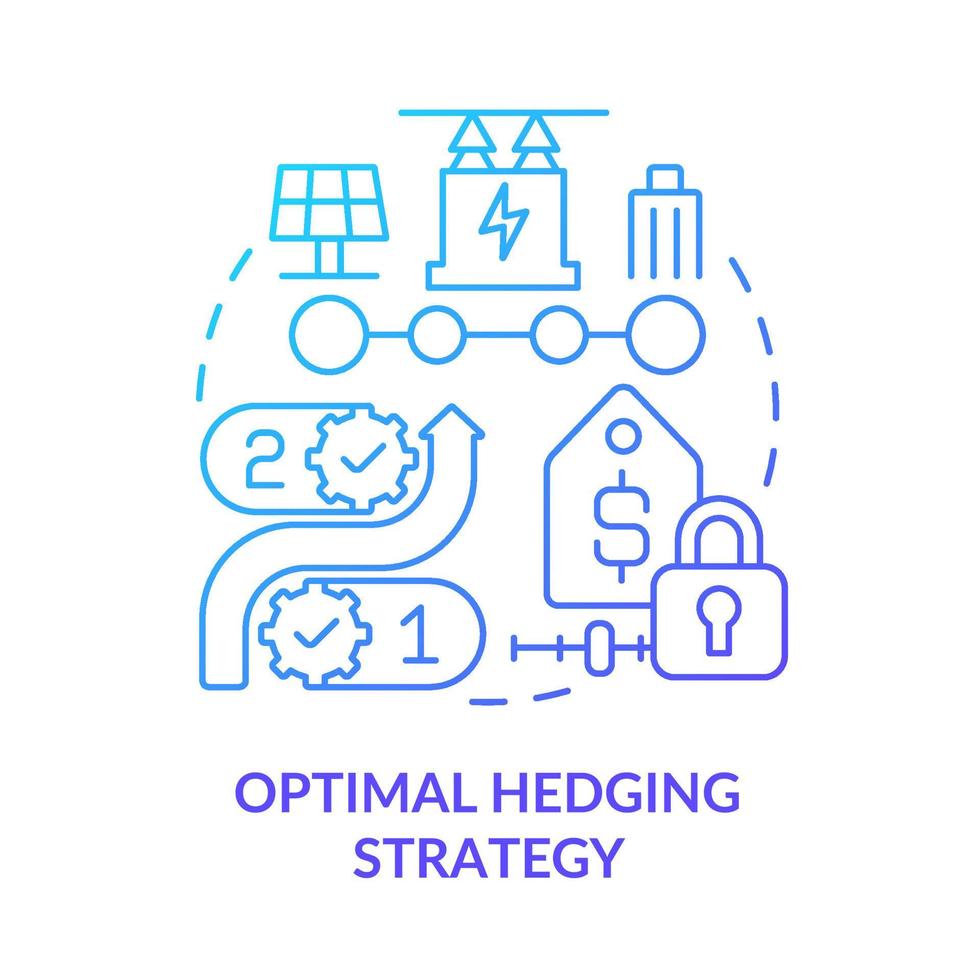 Optimal hedging strategy blue gradient concept icon. Plan variety. Buying energy process. PPA work abstract idea thin line illustration. Isolated outline drawing. Myriad Pro-Bold fonts used vector