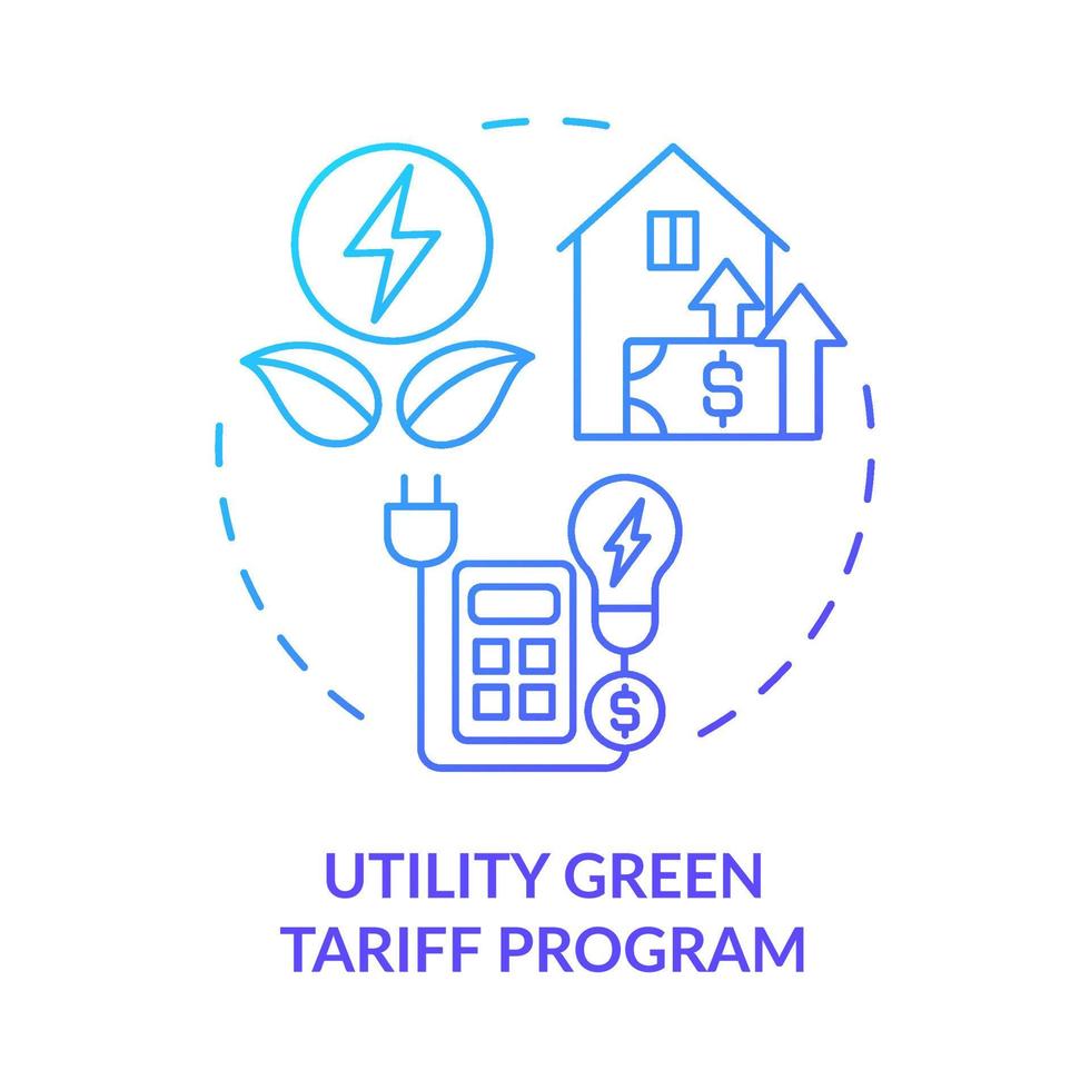 Utility Green Tariff program blue gradient concept icon. Sustainable energy sell. Type of PPA abstract idea thin line illustration. Isolated outline drawing. Myriad Pro-Bold fonts used vector