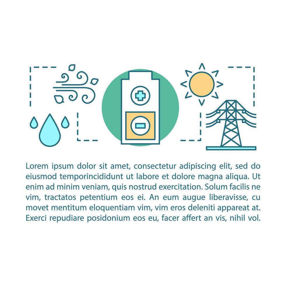 Eco energy concept linear illustrations. Green technology. Alternative energy. Article, brochure, magazine page layout. Icons with text boxes. Clean power. Print design. Vector isolated drawing