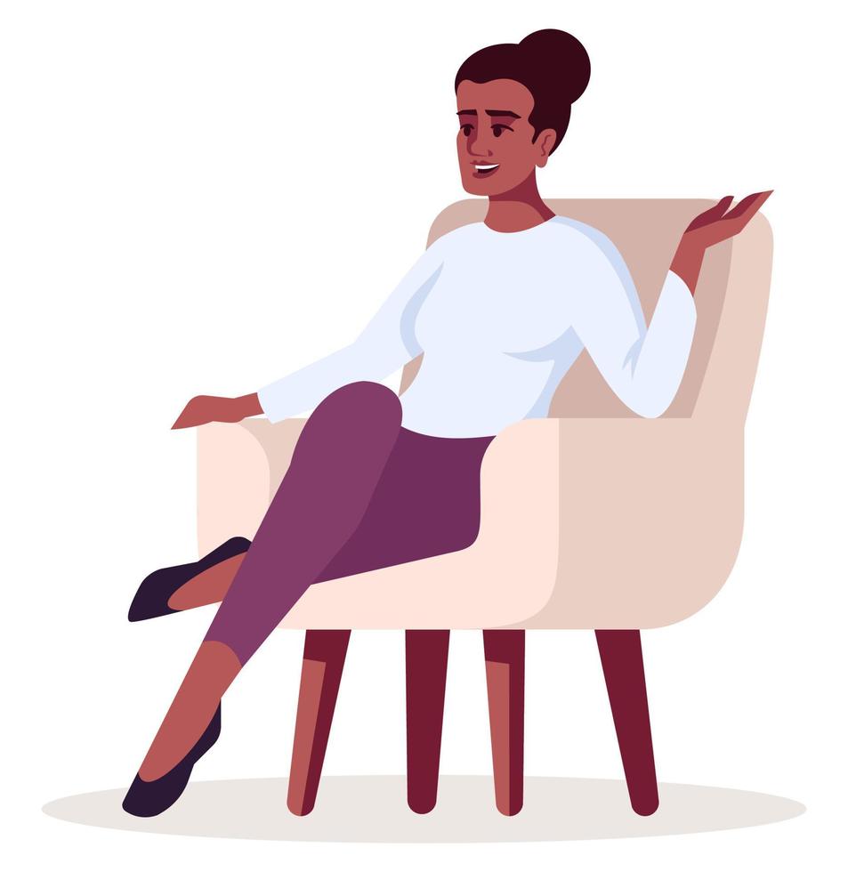 Talkative person sitting in relaxed pose semi flat RGB color vector
