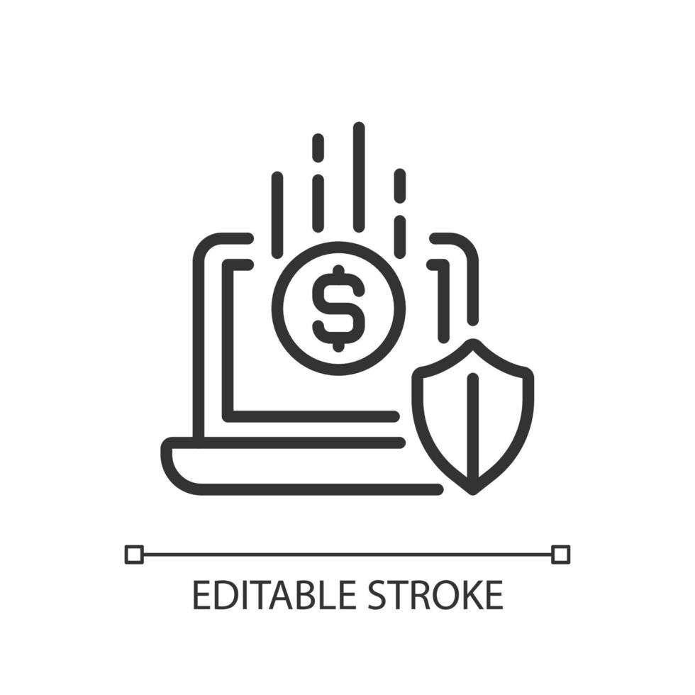Fundraising platform pixel perfect linear icon. Receiving donations online. Nonprofit organization. Thin line illustration. Contour symbol. Vector outline drawing. Editable stroke. Arial font used
