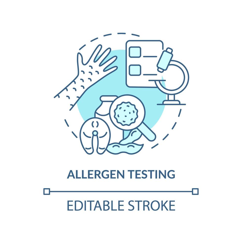 Allergen testing turquoise concept icon. Analysis service abstract idea thin line illustration. Allergic reaction. Isolated outline drawing. Editable stroke. Arial, Myriad Pro-Bold fonts used vector