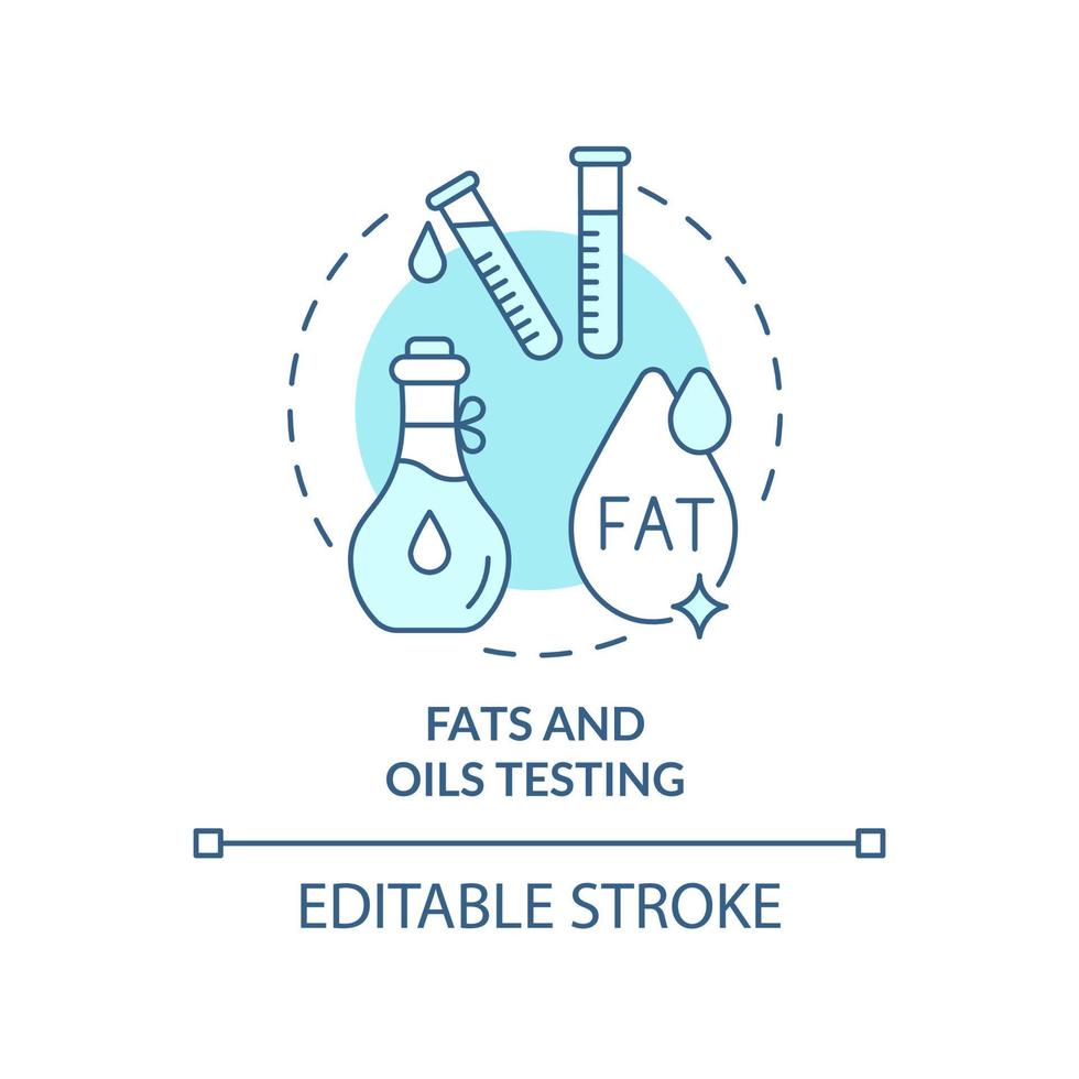 Fats and oils testing turquoise concept icon. Food manufacturer abstract idea thin line illustration. Oxidation state. Isolated outline drawing. Editable stroke. Arial, Myriad Pro-Bold fonts used vector