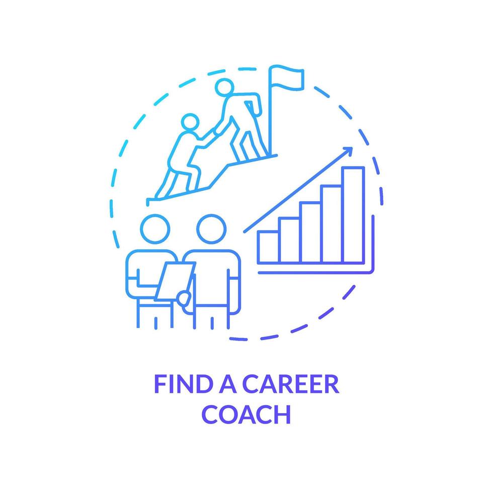 Find career coach blue gradient concept icon. What to do if career is wrong abstract idea thin line illustration. Change without regret. Isolated outline drawing. Myriad Pro-Bold font used vector