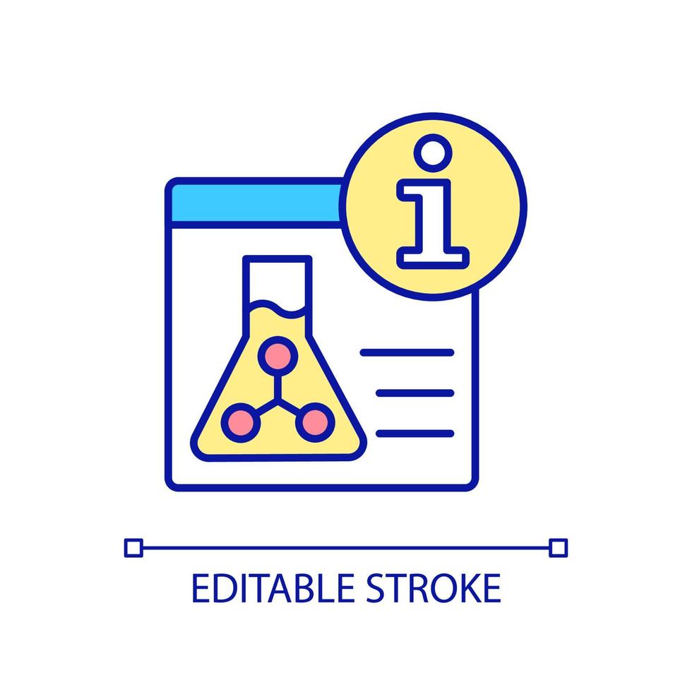 Chemical research information RGB color icon. Medical tries data. Investigation process in healthcare. Isolated vector illustration. Simple filled line drawing. Editable stroke. Arial font used