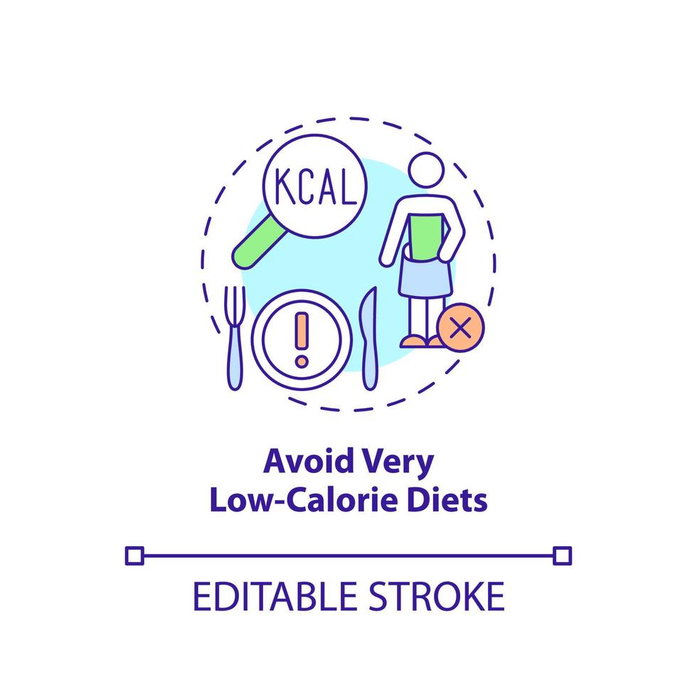 Avoid very low-calorie diets concept icon. Supporting bones health abstract idea thin line illustration. Daily needs. Isolated outline drawing. Editable stroke. Arial, Myriad Pro-Bold fonts used vector