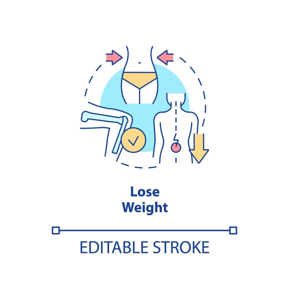 Lose weight concept icon. Keeping joints healthy tip abstract idea thin line illustration. Aerobic exercises. Isolated outline drawing. Editable stroke. Arial, Myriad Pro-Bold fonts used vector