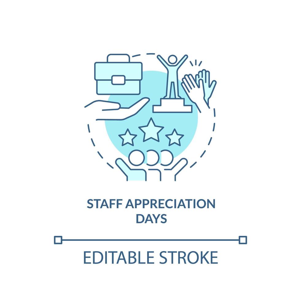 Staff appreciation days turquoise concept icon. HR organizing skills abstract idea thin line illustration. Isolated outline drawing. Editable stroke. Arial, Myriad Pro-Bold fonts used vector